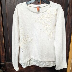 Mayoral Embroidered & Sparkle Oatmeal Sweatshirt 7